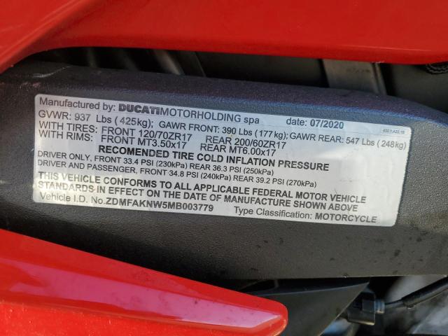 2021 DUCATI STREETFIGH ZDMFAKNW5MB003779