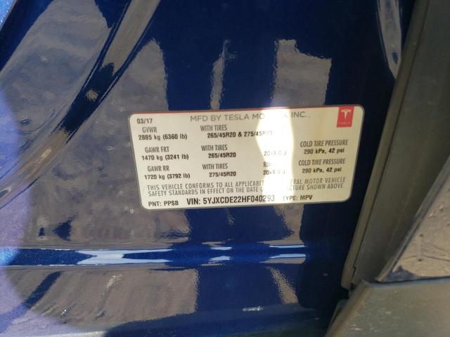 2017 TESLA MODEL X - 5YJXCDE22HF040293