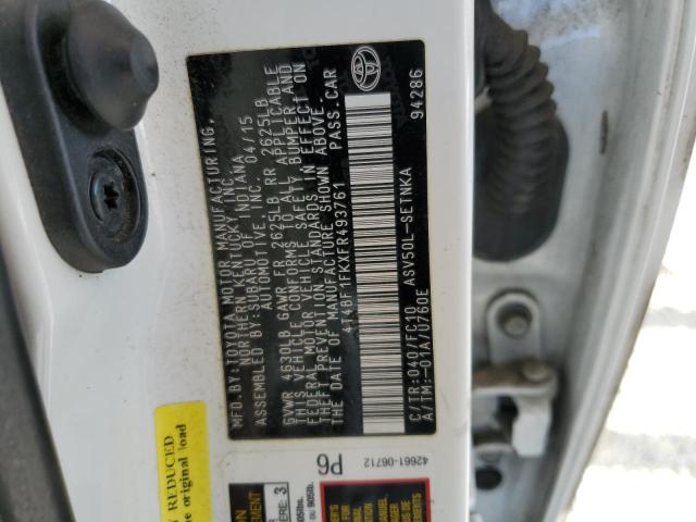 2015 TOYOTA CAMRY LE 4T4BF1FKXFR493761