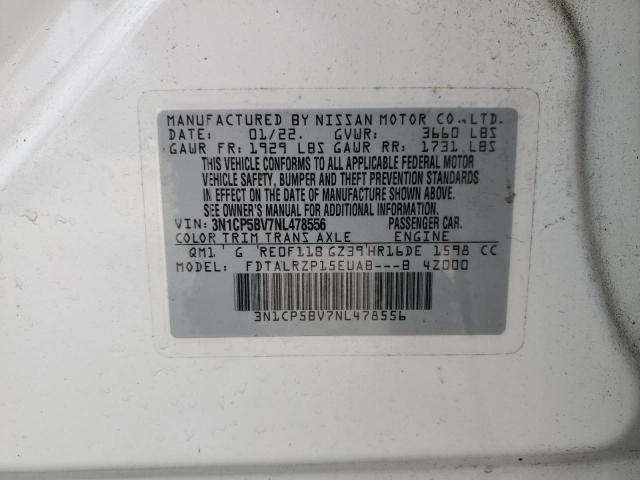 2022 NISSAN KICKS S - 3N1CP5BV7NL478556