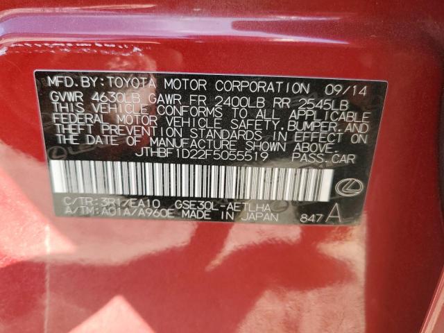 2015 LEXUS IS 250 JTHBF1D22F5055519