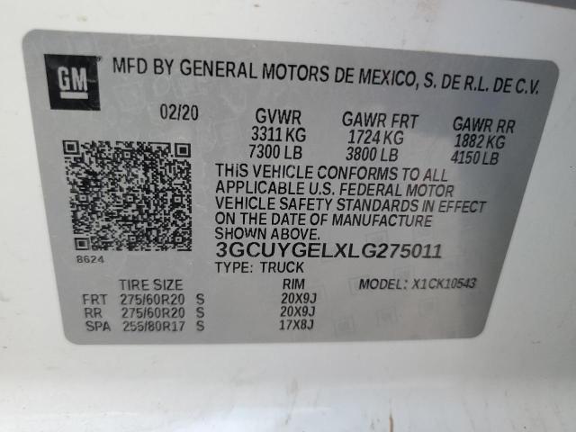 2020 CHEVROLET SILVERADO - 3GCUYGELXLG275011