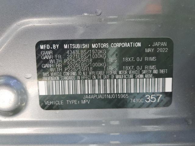 2022 MITSUBISHI OUTLANDER - JA4APUAU1NU015965