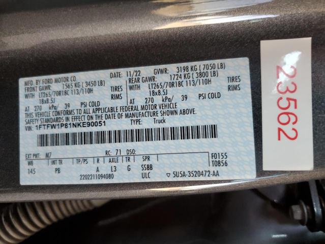 2022 FORD F150 POLIC 1FTFW1P81NKE90051