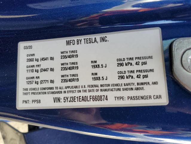2020 TESLA MODEL 3 - 5YJ3E1EA0LF660874