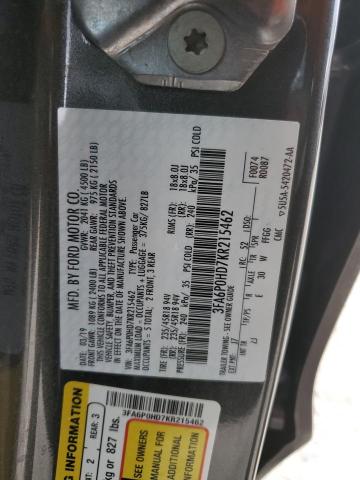 2019 FORD FUSION SE - 3FA6P0HD7KR215462