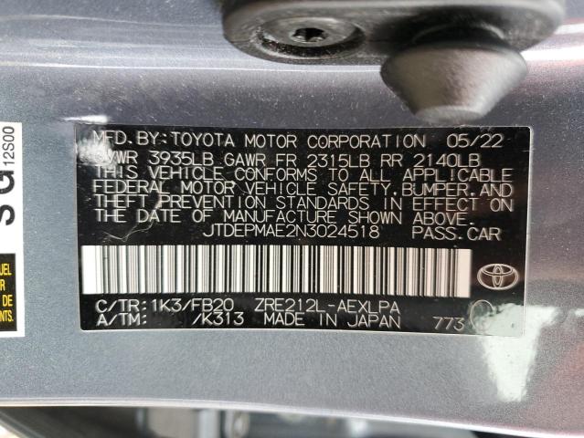 2022 TOYOTA COROLLA LE - JTDEPMAE2N3024518