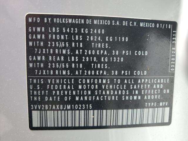 2018 VOLKSWAGEN TIGUAN SE - 3VV2B7AX8JM102315