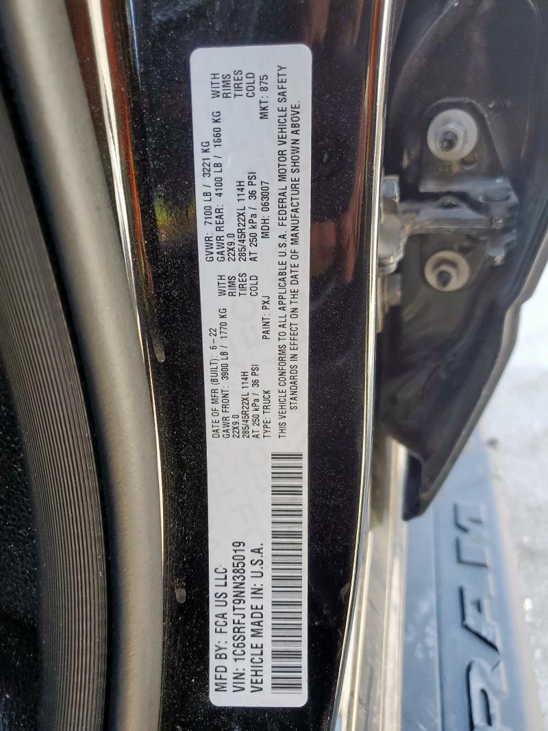 2022 RAM 1500 LARAM - 1C6SRFJT9NN385019