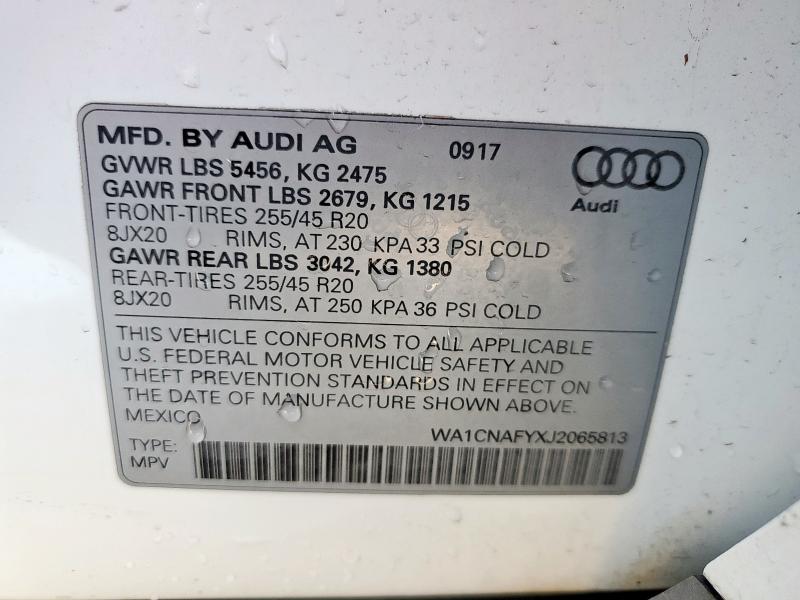 2018 AUDI Q5 PRESTIG WA1CNAFYXJ2065813