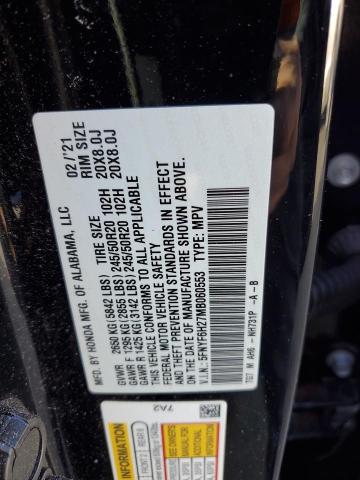 2021 HONDA PILOT SE 5FNYF6H27MB060553
