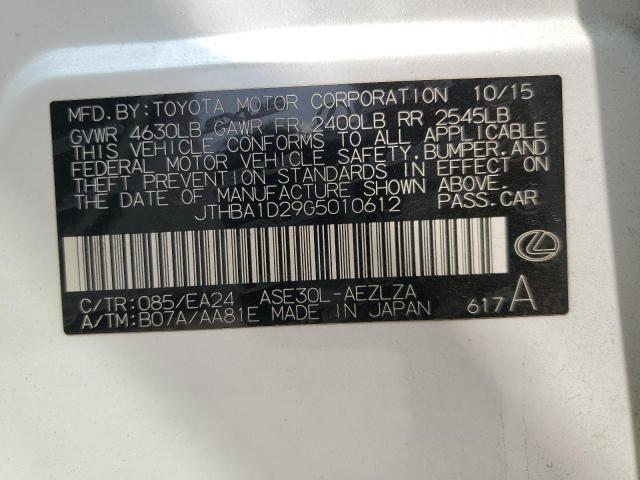 2016 LEXUS IS 200T - JTHBA1D29G5010612