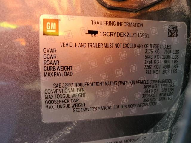2020 CHEVROLET SILVERADO - 1GCRYDEK2LZ115961