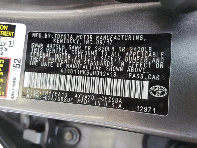 2018 TOYOTA CAMRY L - 4T1B11HK6JU012418