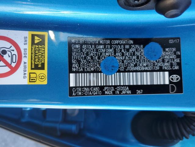 2017 TOYOTA MIRAI JTDBVRBD8HA001739
