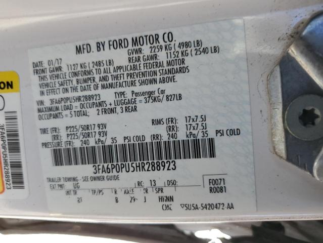 2017 FORD FUSION SE - 3FA6P0PU5HR288923
