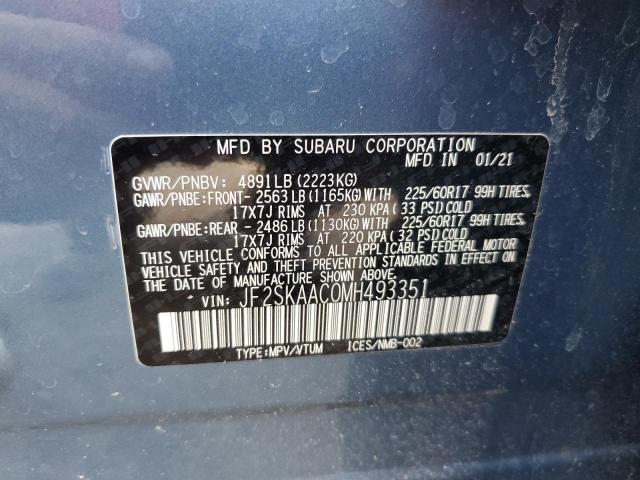 2021 SUBARU FORESTER JF2SKAAC0MH493351