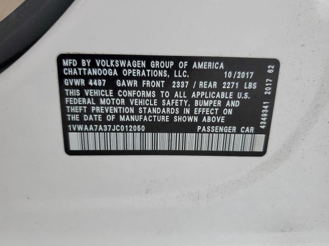 2018 VOLKSWAGEN PASSAT S 1VWAA7A37JC012050