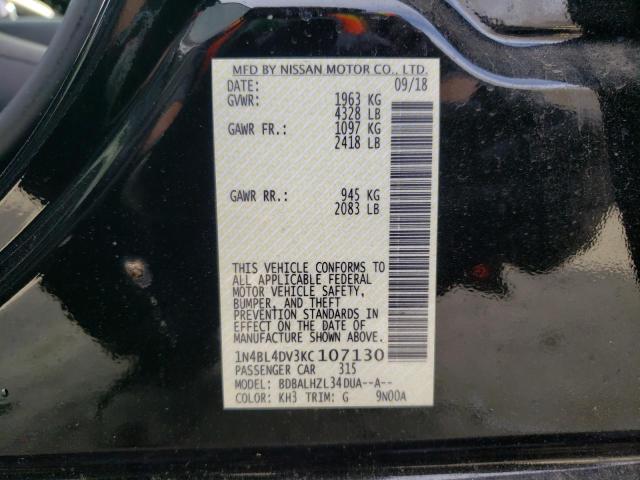 2019 NISSAN ALTIMA SV - 1N4BL4DV3KC107130