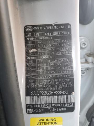 2017 LAND ROVER RANGE ROVE - SALVP2BG3HH238423
