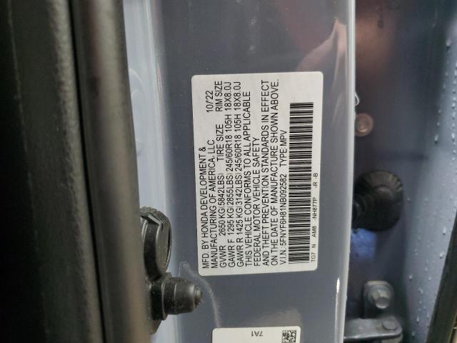 2022 HONDA PILOT TRAI 5FNYF6H81NB092582