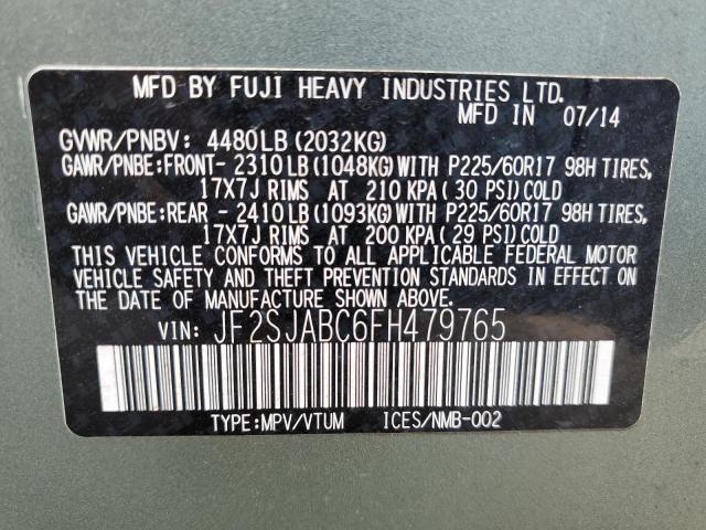 2015 SUBARU FORESTER 2 JF2SJABC6FH479765