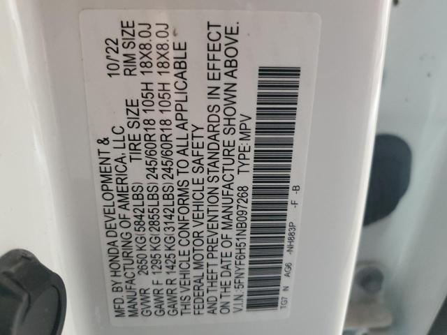 2022 HONDA PILOT EXL - 5FNYF6H51NB097268