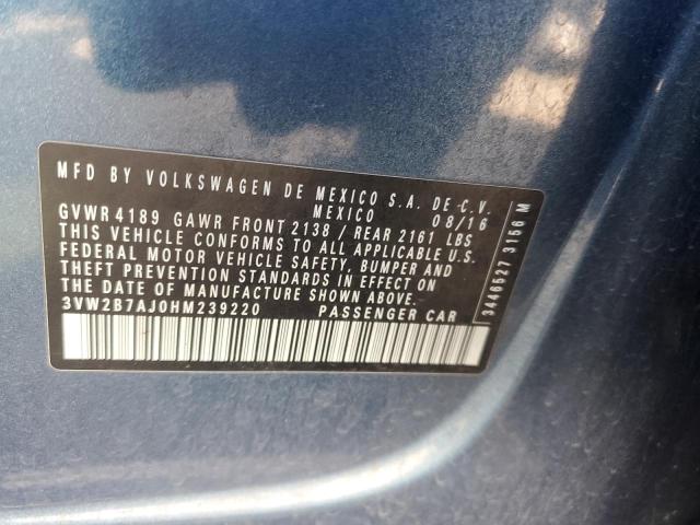 2017 VOLKSWAGEN JETTA S - 3VW2B7AJ0HM239220