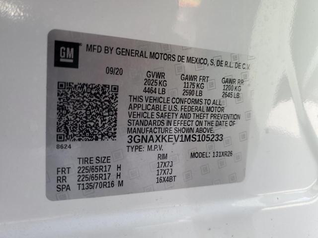 2021 CHEVROLET EQUINOX LT - 3GNAXKEV1MS105233