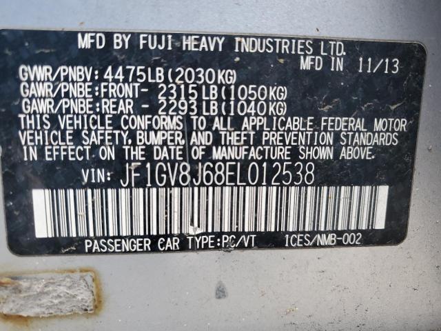 2014 SUBARU IMPREZA WR - JF1GV8J68EL012538