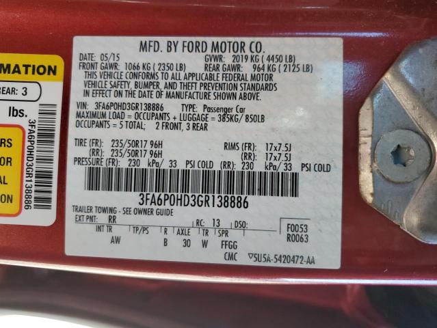 2016 FORD FUSION SE - 3FA6P0HD3GR138886