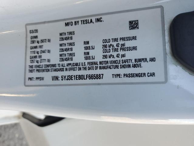 2020 TESLA MODEL 3 - 5YJ3E1EB0LF665887