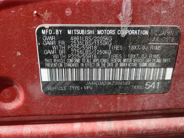 2019 MITSUBISHI OUTLANDER - JA4AD3A39KZ004589