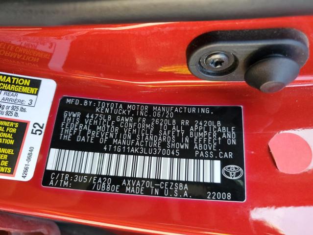 2020 TOYOTA CAMRY SE - 4T1G11AK3LU370045