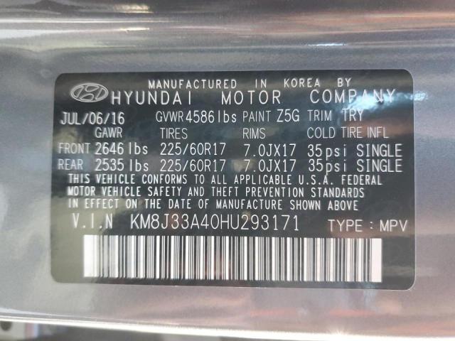2017 HYUNDAI TUCSON LIM - KM8J33A40HU293171