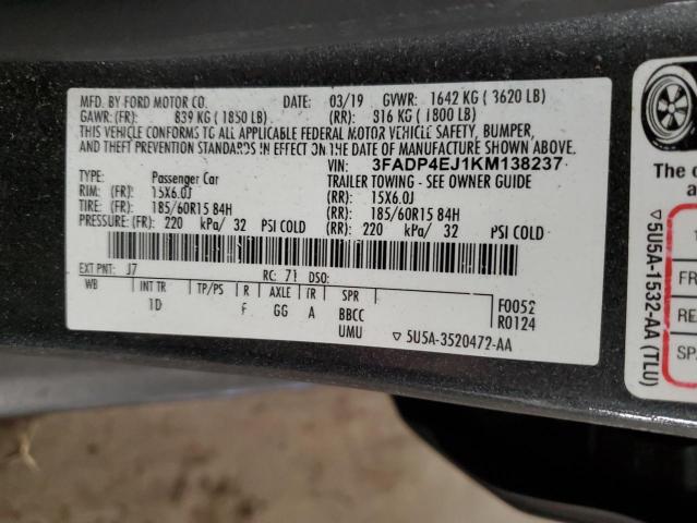 2019 FORD FIESTA SE - 3FADP4EJ1KM138237