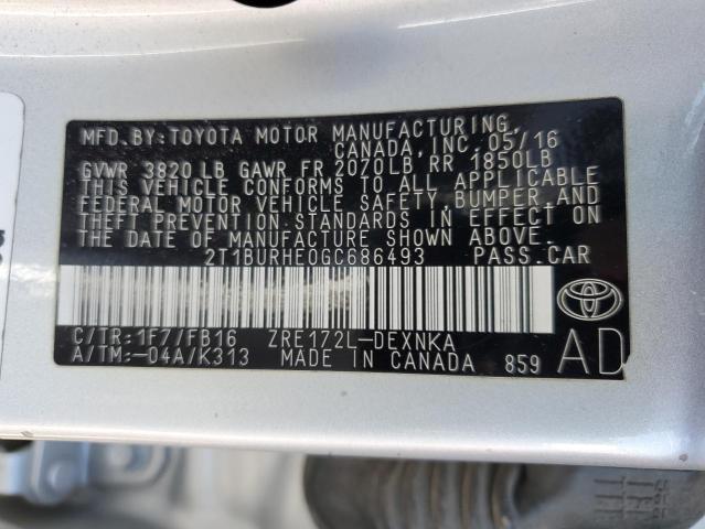 2016 TOYOTA COROLLA L - 2T1BURHE0GC686493