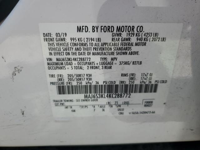 2019 FORD ECOSPORT T - MAJ6S3KL4KC288772