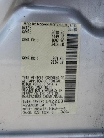 2019 NISSAN ALTIMA S - 1N4BL4BW5KC142263