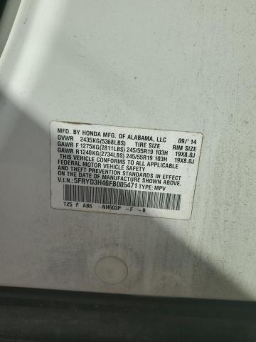 2015 ACURA MDX TECHNO 5FRYD3H46FB005471