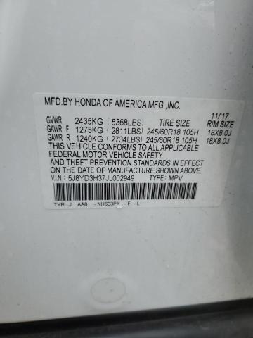 2018 ACURA MDX - 5J8YD3H37JL002949