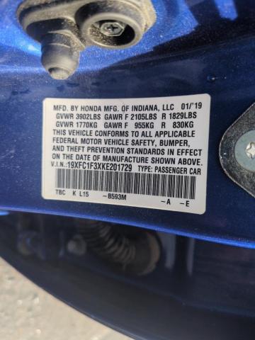 2019 HONDA CIVIC EX - 19XFC1F3XKE201729