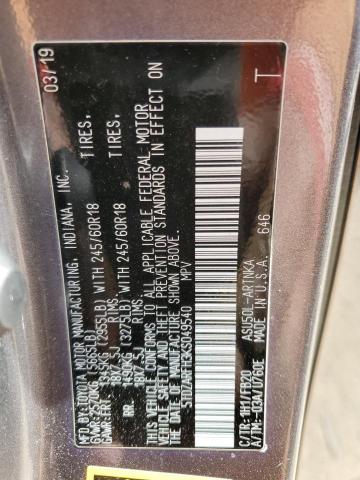 2019 TOYOTA HIGHLANDER - 5TDZARFH3KS049540