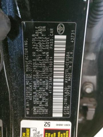 2020 TOYOTA CAMRY XLE - 4T1F31AK1LU016014