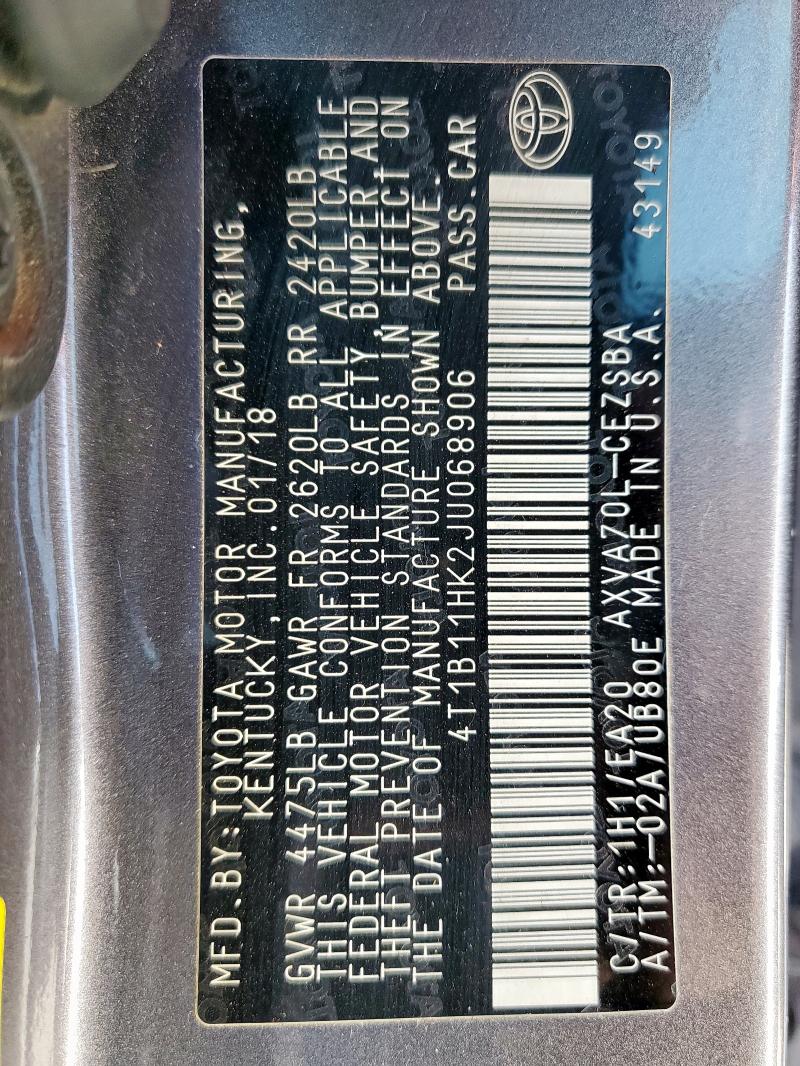 2018 TOYOTA CAMRY L - 4T1B11HK2JU068906