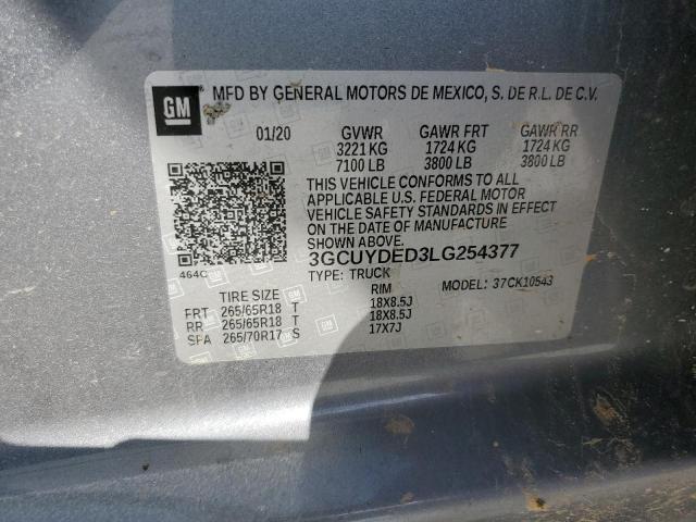 2020 CHEVROLET SILVERADO - 3GCUYDED3LG254377