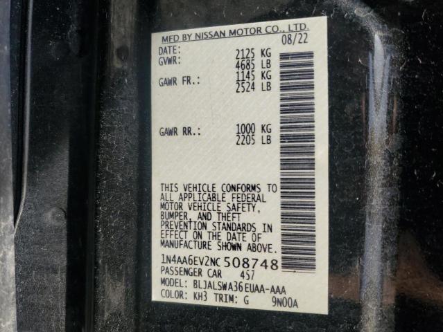 2022 NISSAN MAXIMA SR 1N4AA6EV2NC508748