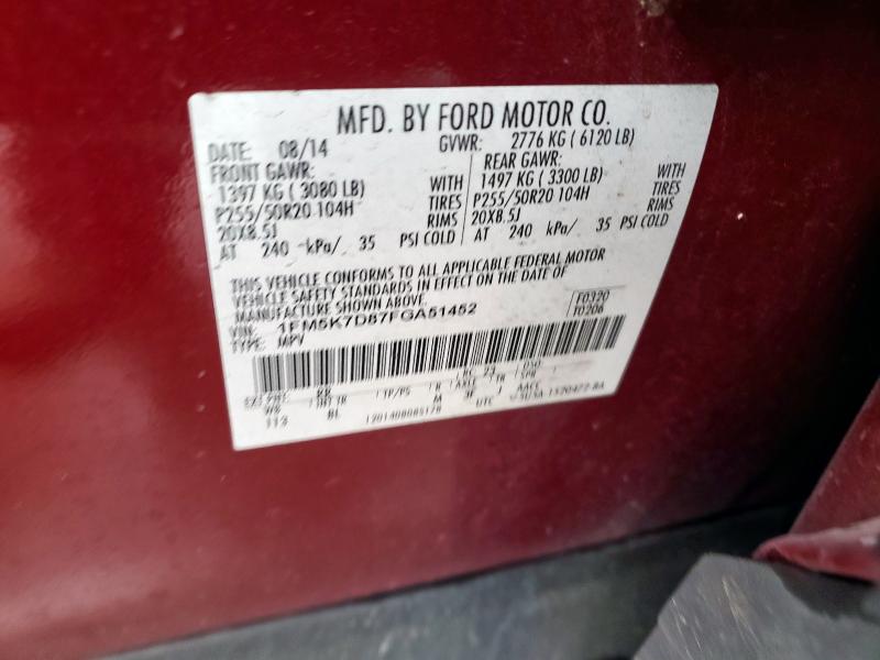 2015 FORD EXPLORER X - 1FM5K7D87FGA51452