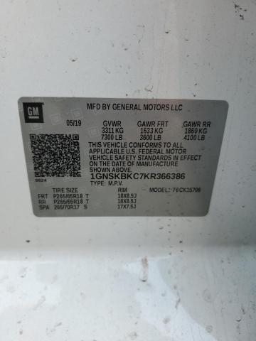 2019 CHEVROLET TAHOE K150 1GNSKBKC7KR366386