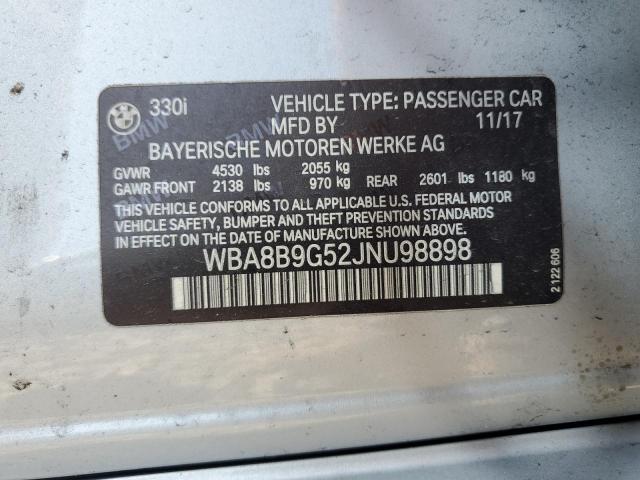 2018 BMW 330 I WBA8B9G52JNU98898